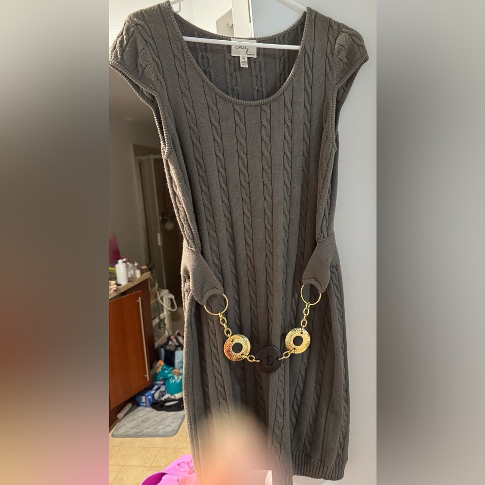 Milly New York army green cable knit sweater dress size M Medium